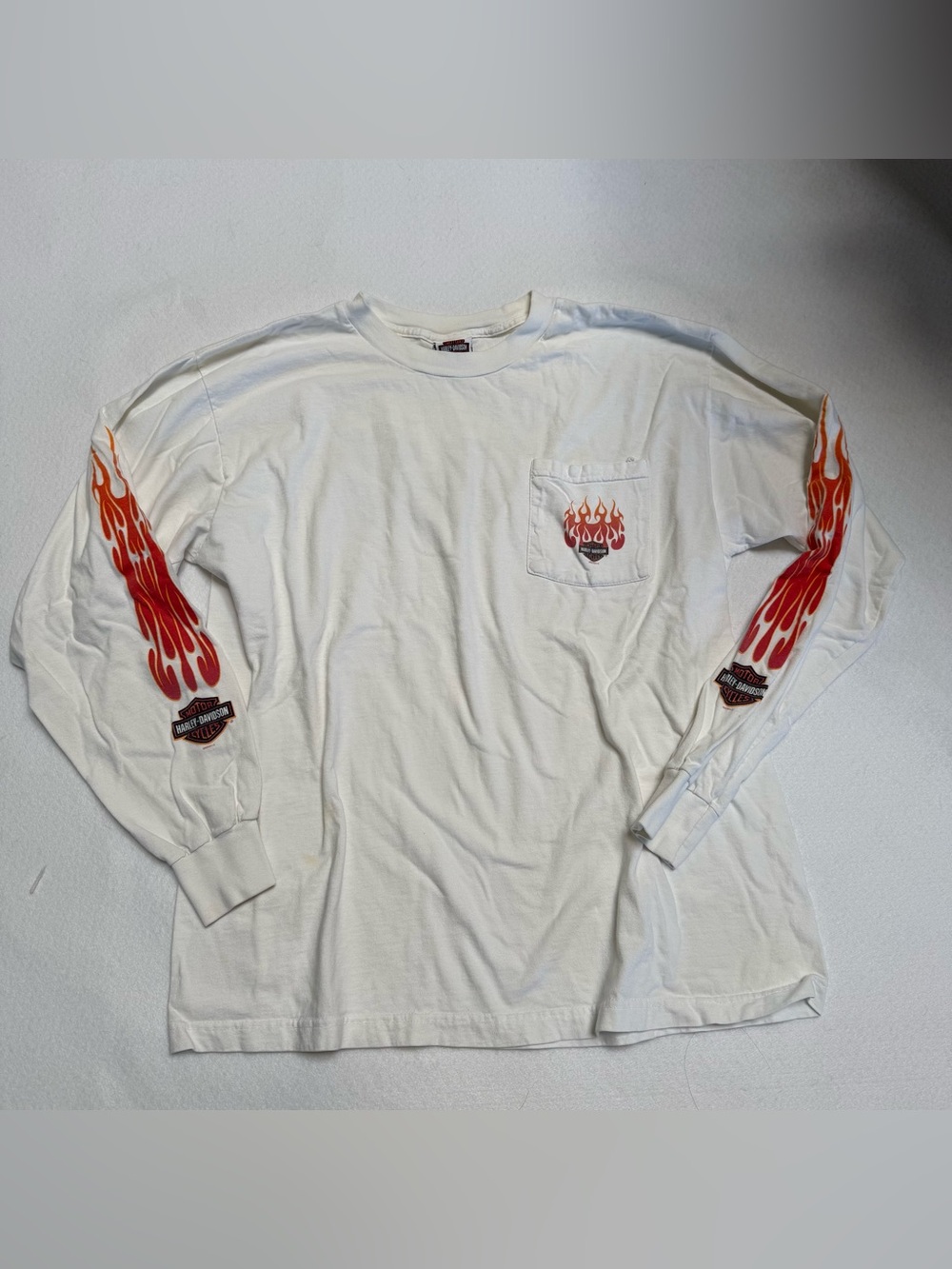 Harley-Davidson White Long-Sleeve Pocket Tee